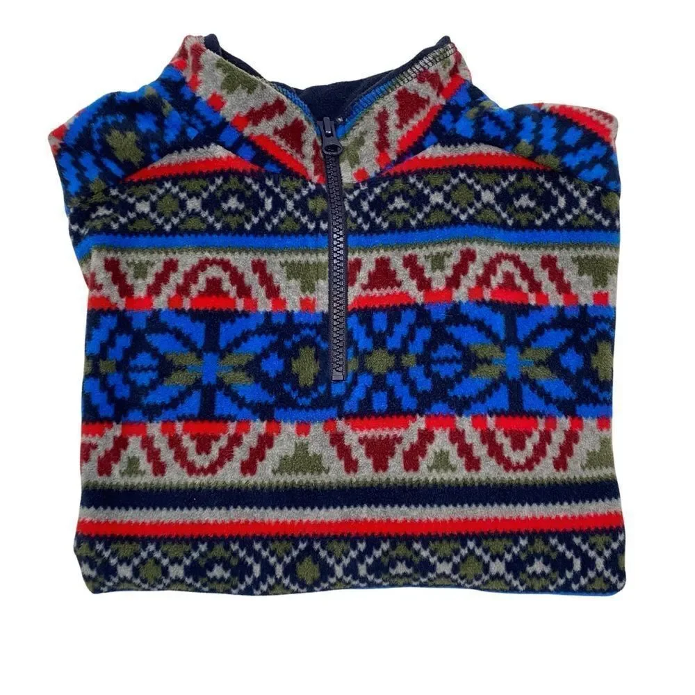 Gymboree Boys Multicolor Print 1/4‎ Zip Fleece Medium 7/8